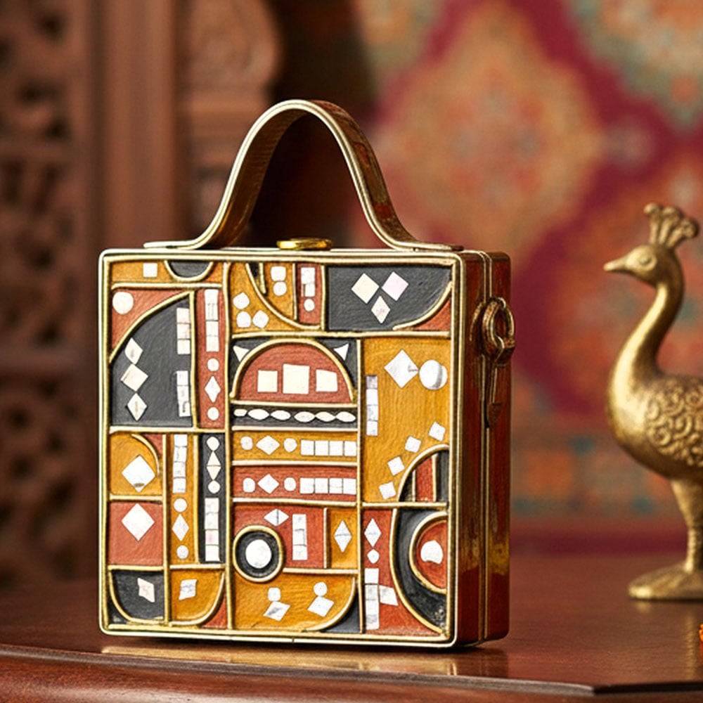 Mini Party Lippan Art Handcrafted Square Sling Bag